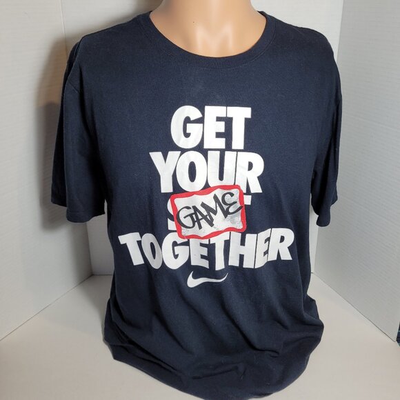 Nike Get Your Game Together Navy Blue T-Shirt Size Lrg - Picture 1 of 5